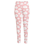 Cute Cloud Pattern Print High-Waisted Pocket Leggings