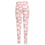 Cute Cloud Pattern Print High-Waisted Pocket Leggings