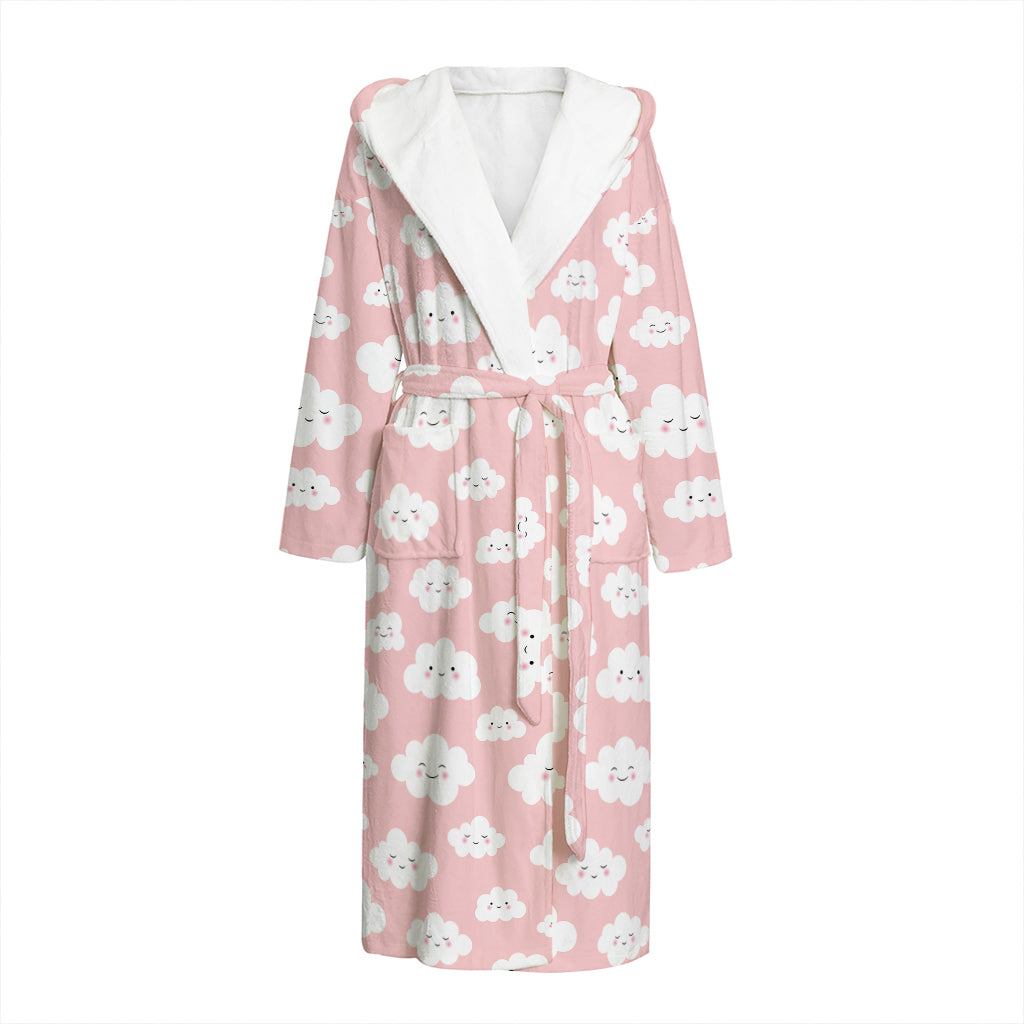 Cute Cloud Pattern Print Hooded Bathrobe