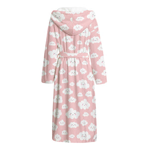 Cute Cloud Pattern Print Hooded Bathrobe