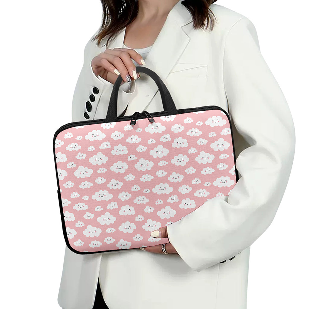 Cute Cloud Pattern Print Laptop Sleeve With Handle