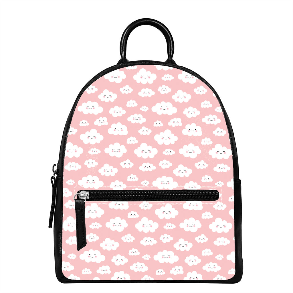 Cute Cloud Pattern Print Leather Backpack