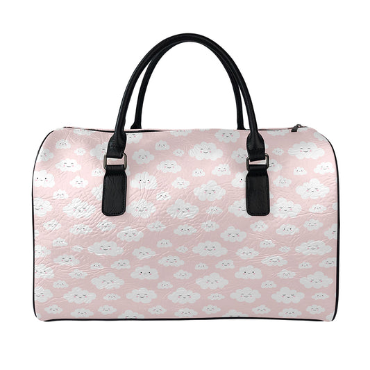 Cute Cloud Pattern Print Leather Duffle Bag