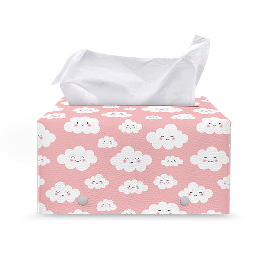 Cute Cloud Pattern Print Leather Tissue Box Cover