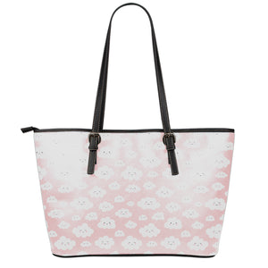 Cute Cloud Pattern Print Leather Tote Bag