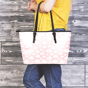 Cute Cloud Pattern Print Leather Tote Bag