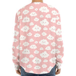 Cute Cloud Pattern Print Long Sleeve Baseball Jersey