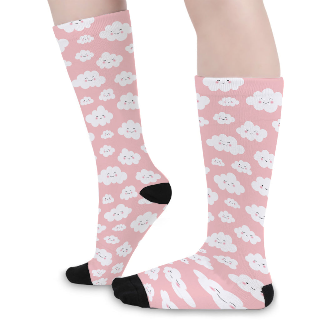 Cute Cloud Pattern Print Long Socks