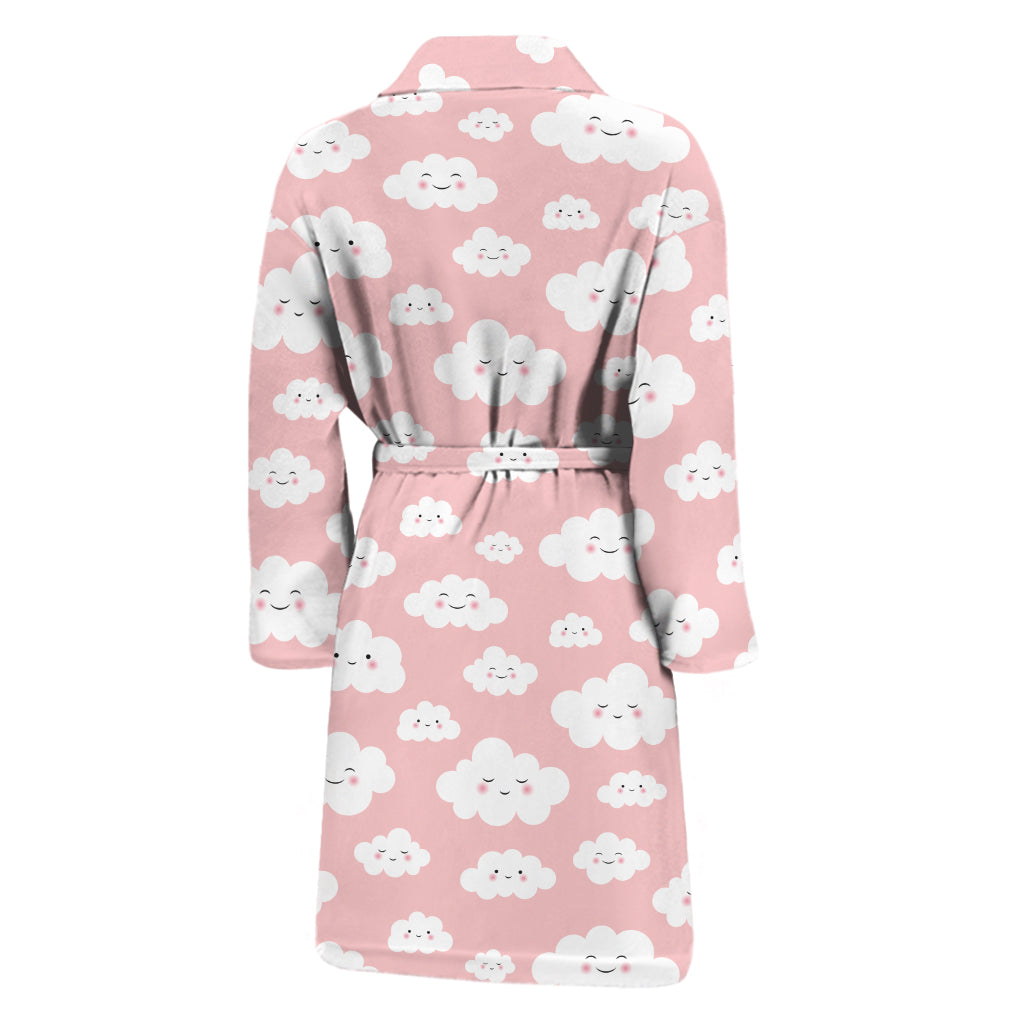 Cute Cloud Pattern Print Men's Bathrobe