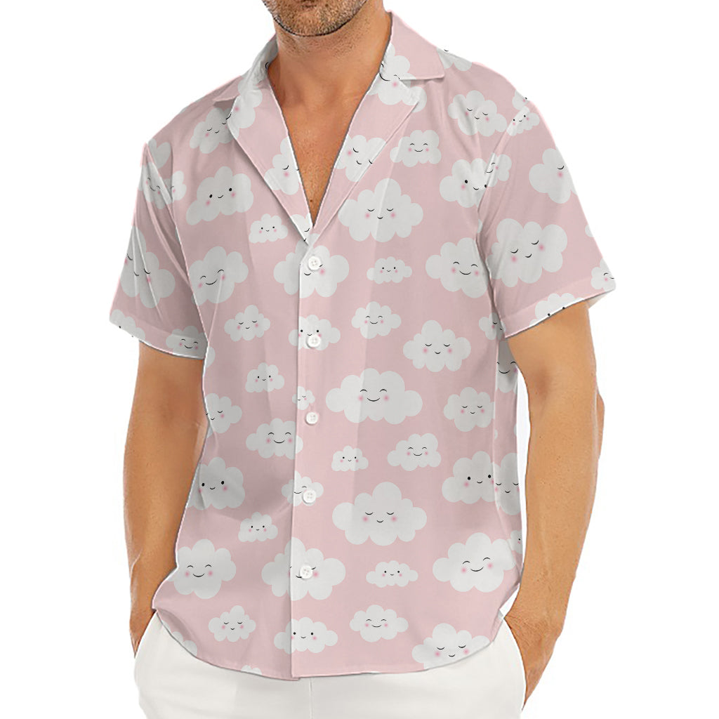 Cute Cloud Pattern Print Men's Deep V-Neck Shirt