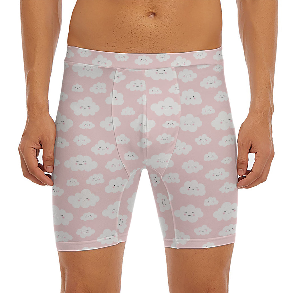 Cute Cloud Pattern Print Men's Long Boxer Briefs