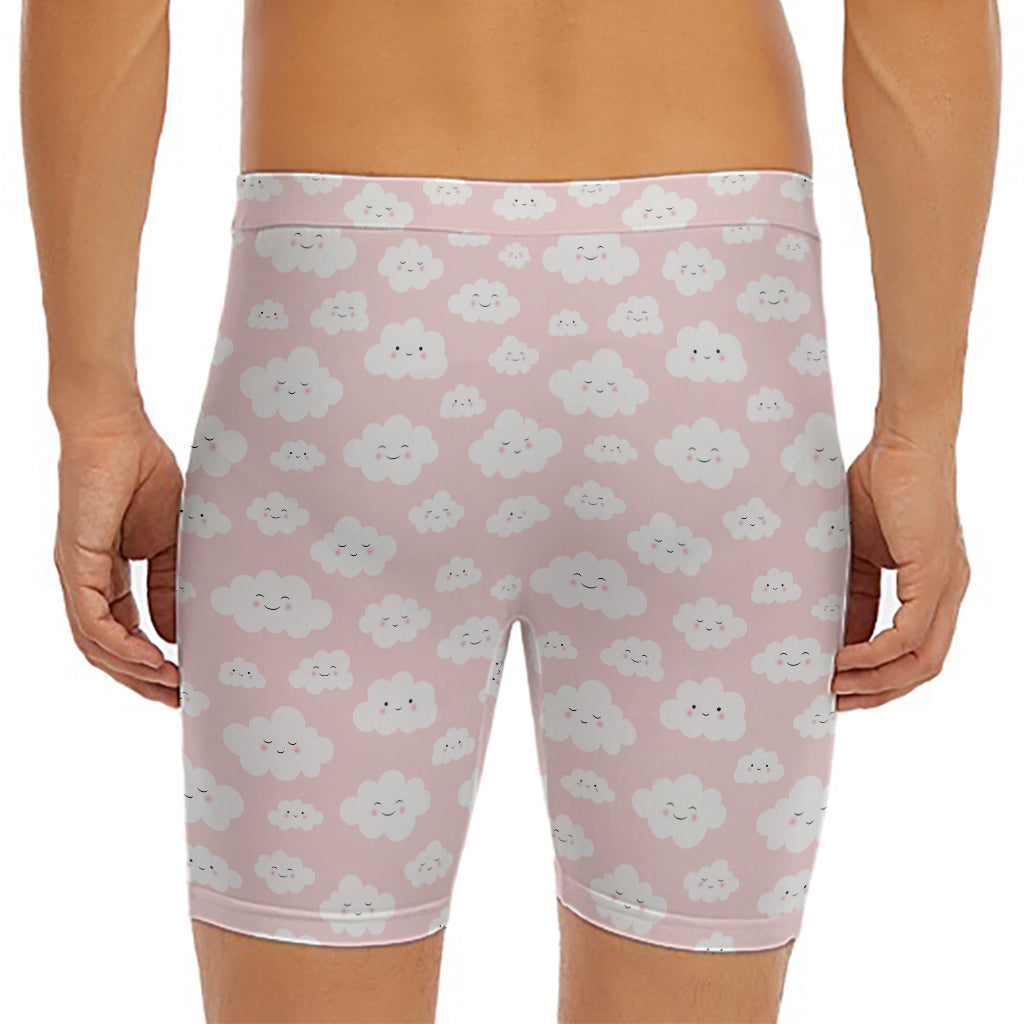 Cute Cloud Pattern Print Men's Long Boxer Briefs