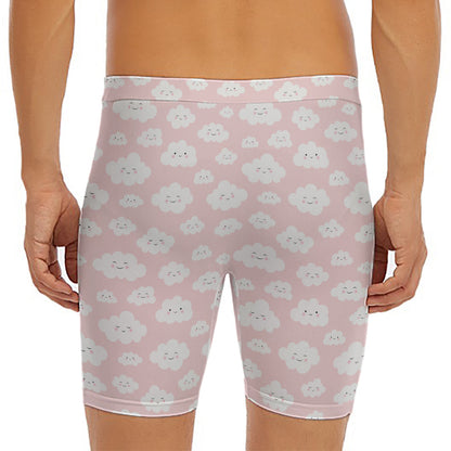 Cute Cloud Pattern Print Men's Long Boxer Briefs