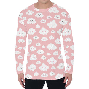 Cute Cloud Pattern Print Men's Long Sleeve T-Shirt