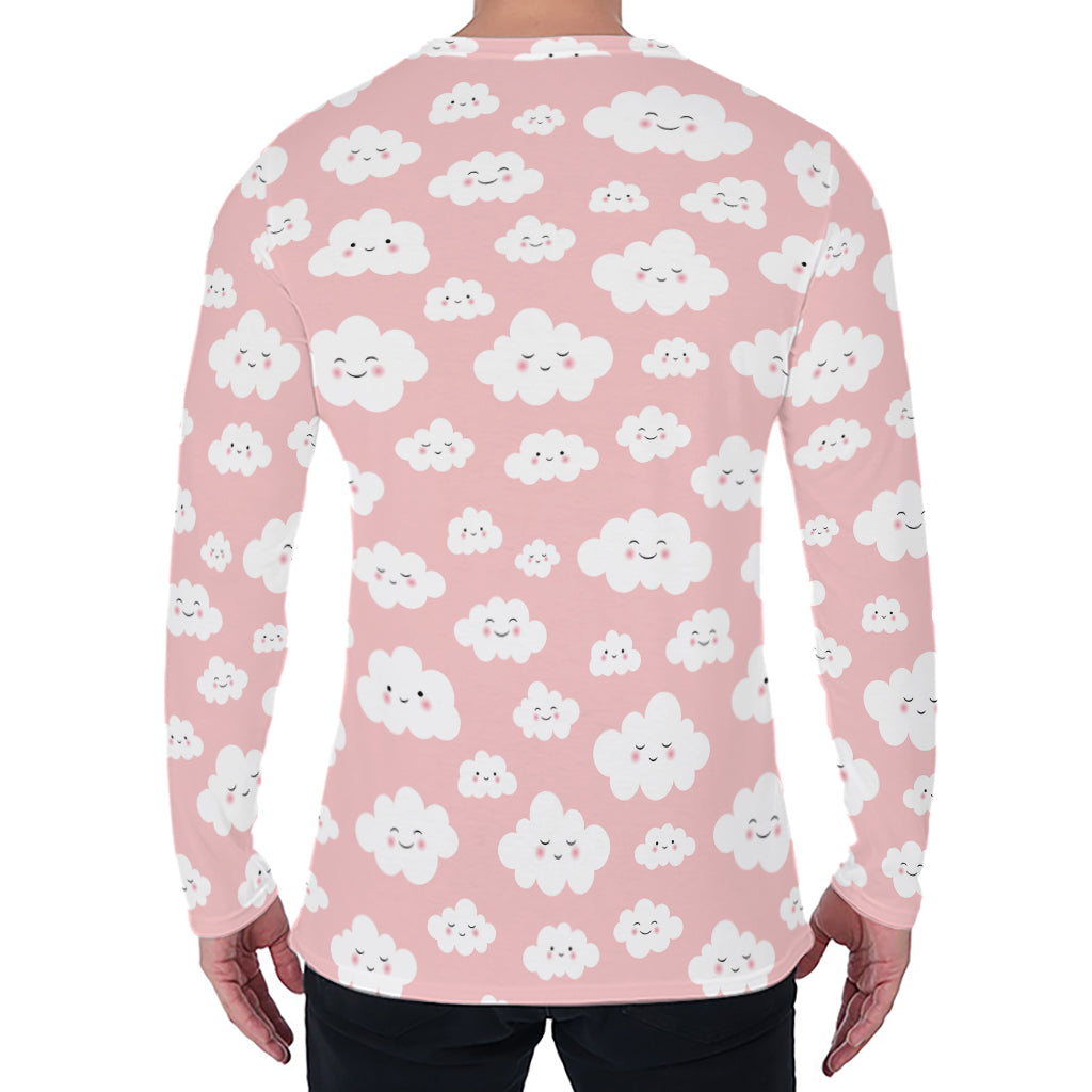 Cute Cloud Pattern Print Men's Long Sleeve T-Shirt