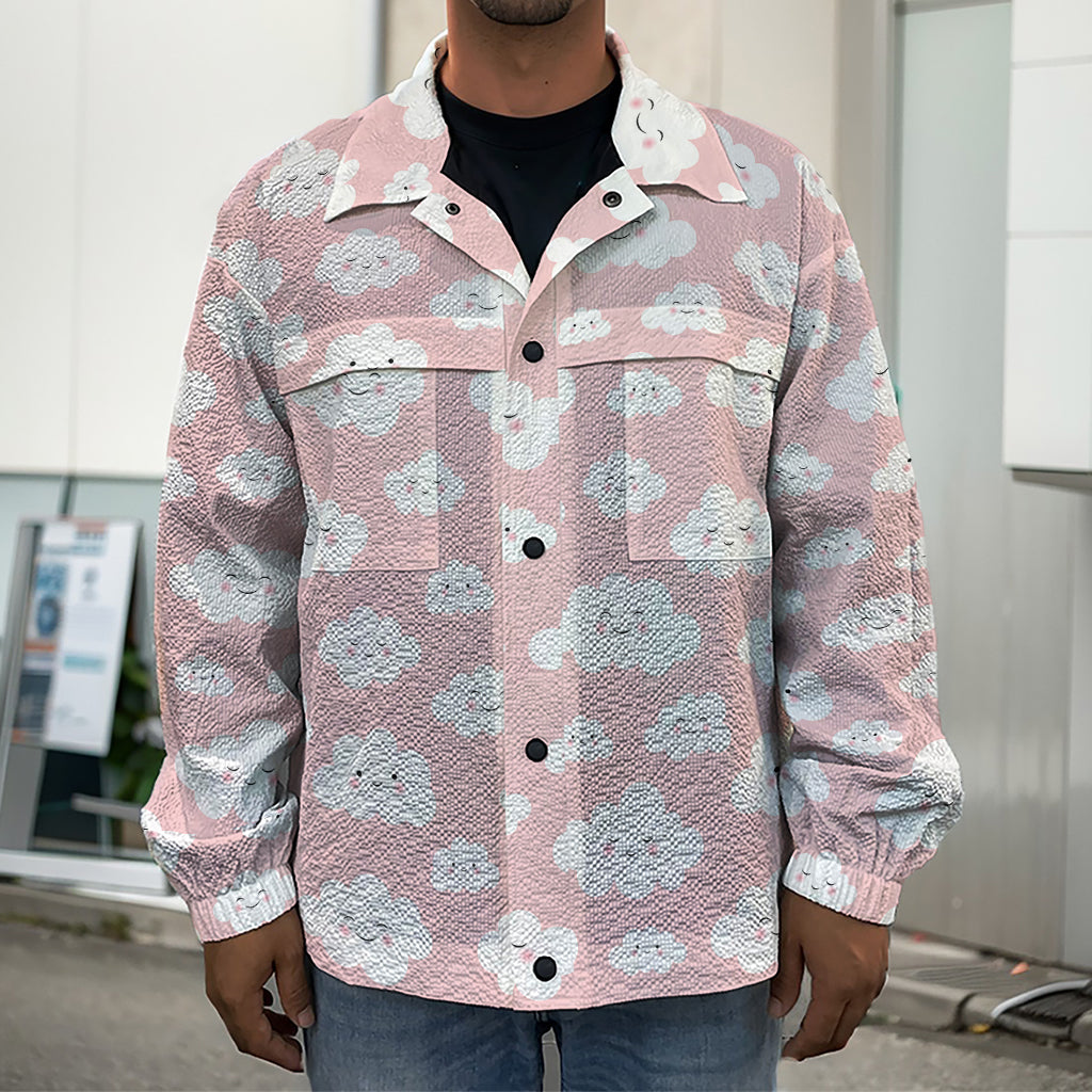 Cute Cloud Pattern Print Men's Shirt Jacket