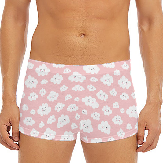 Cute Cloud Pattern Print Men's Short Boxer Briefs