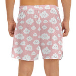 Cute Cloud Pattern Print Men's Split Running Shorts