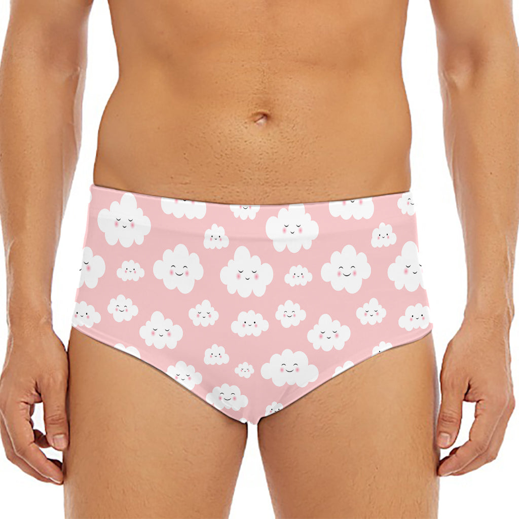 Cute Cloud Pattern Print Men's Triangle Swim Briefs
