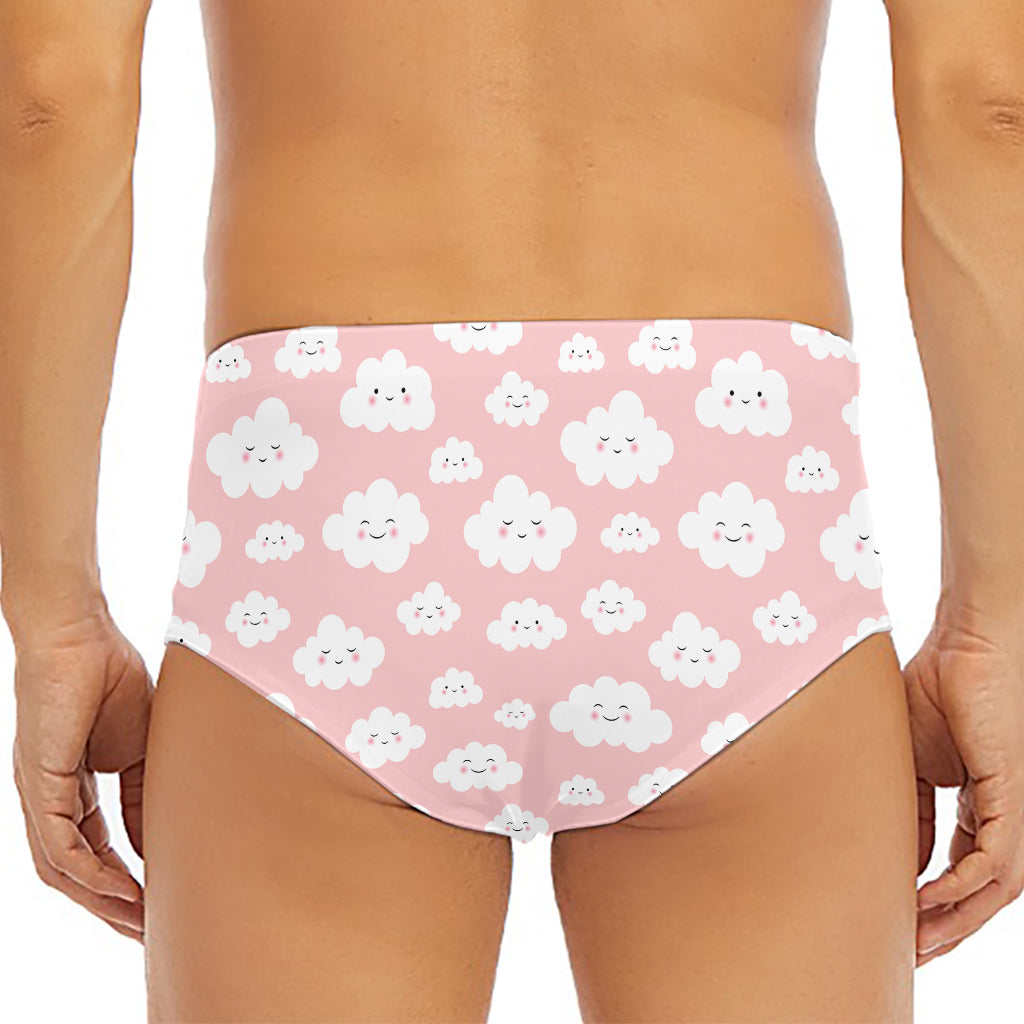 Cute Cloud Pattern Print Men's Triangle Swim Briefs