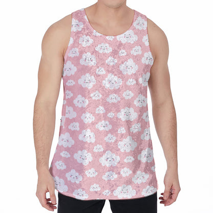 Cute Cloud Pattern Print Men's Velvet Tank Top