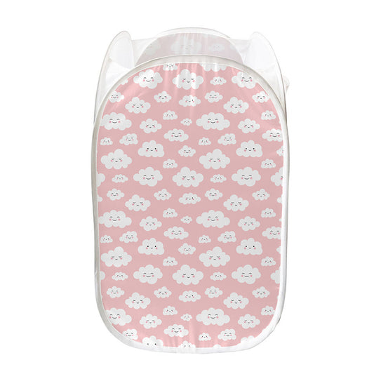 Cute Cloud Pattern Print Mesh Laundry Hamper