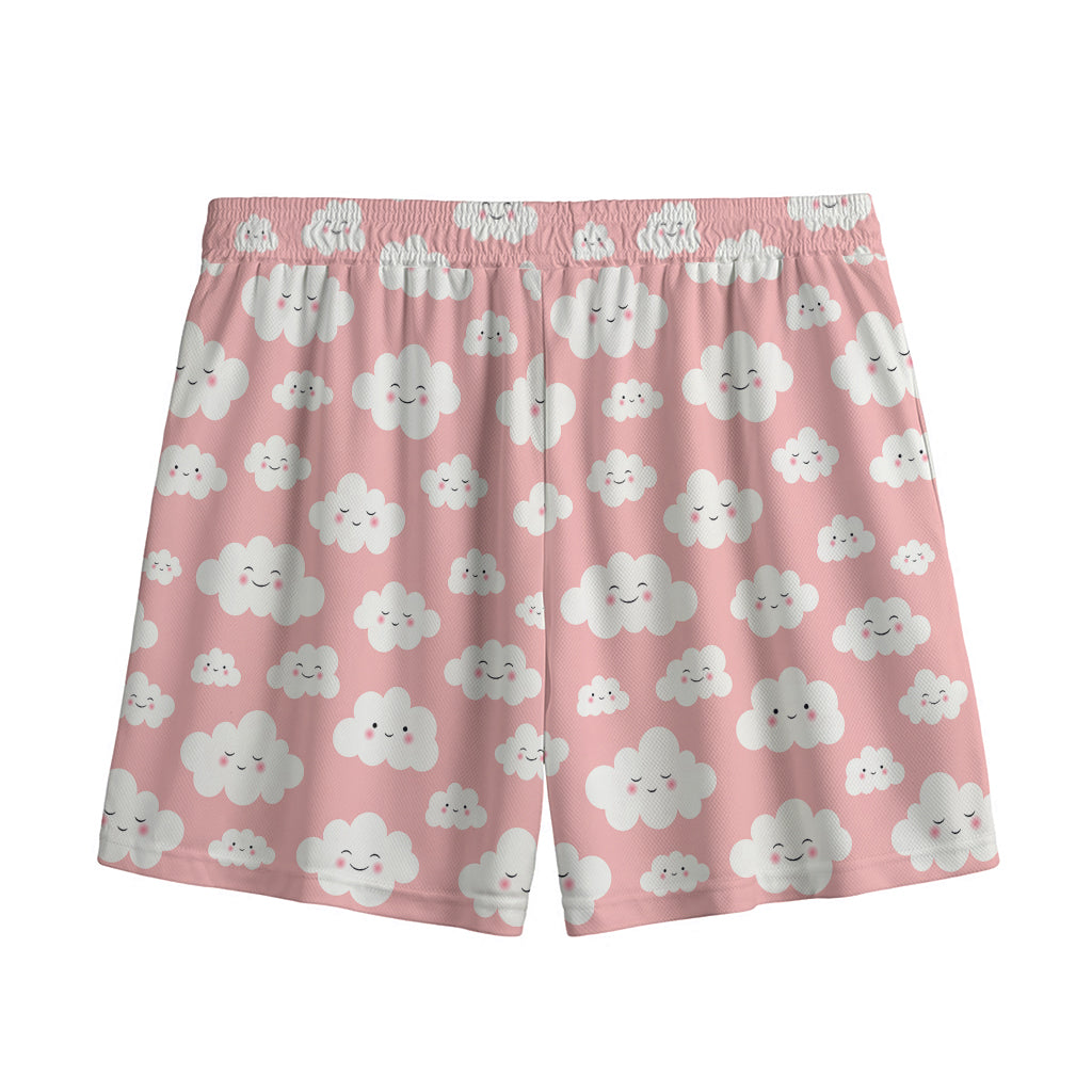 Cute Cloud Pattern Print Mesh Shorts