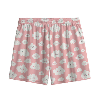 Cute Cloud Pattern Print Mesh Shorts