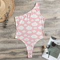 Cute Cloud Pattern Print One Shoulder Bodysuit
