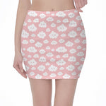 Cute Cloud Pattern Print Pencil Mini Skirt
