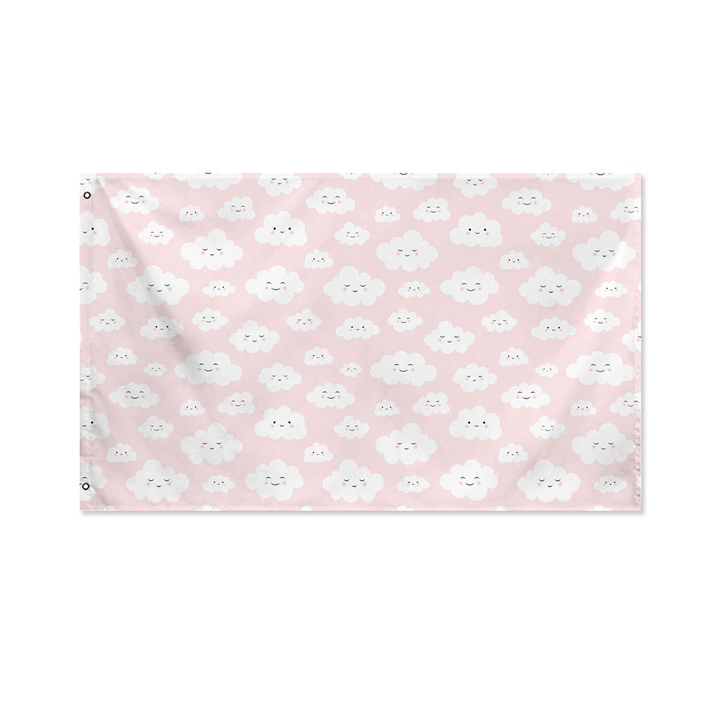 Cute Cloud Pattern Print Polyester Flag