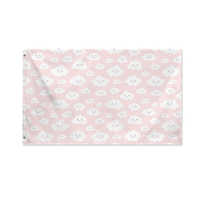 Cute Cloud Pattern Print Polyester Flag