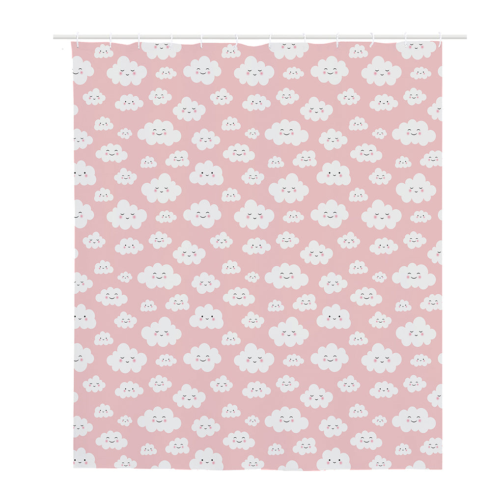 Cute Cloud Pattern Print Polyester Shower Curtain