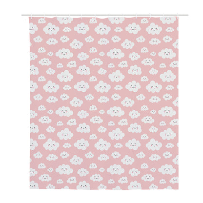 Cute Cloud Pattern Print Polyester Shower Curtain