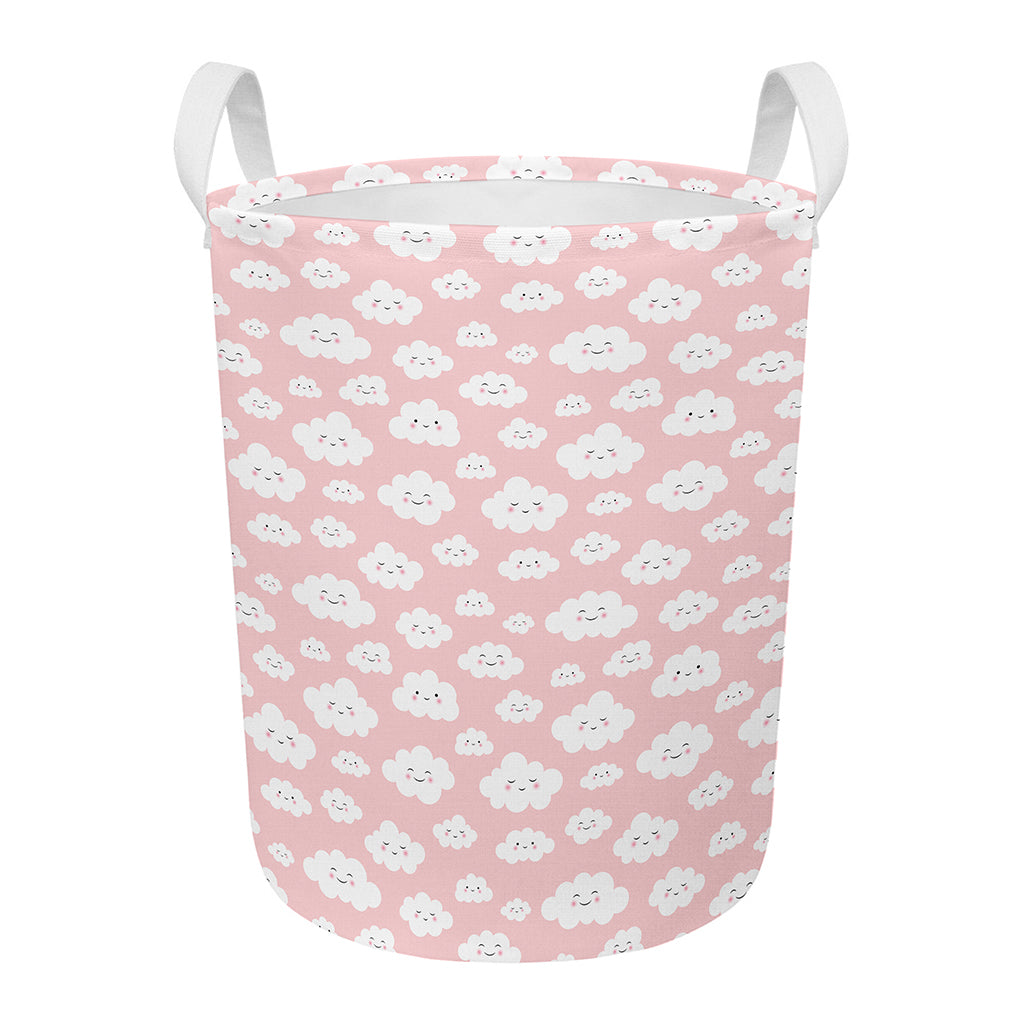 Cute Cloud Pattern Print Round Laundry Basket