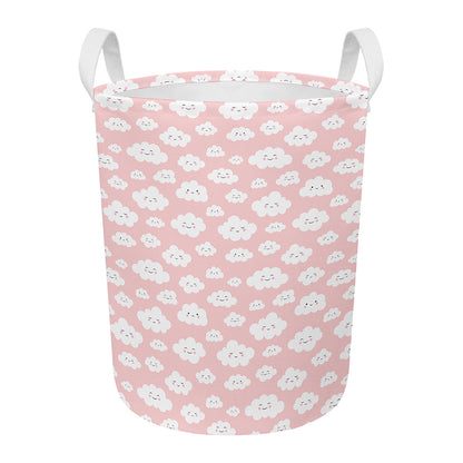 Cute Cloud Pattern Print Round Laundry Basket