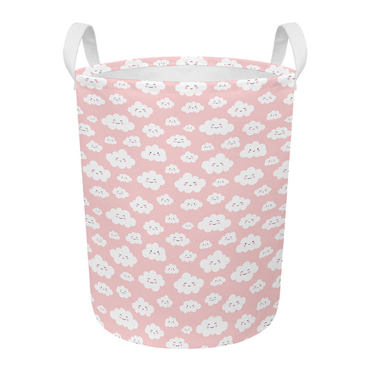 Cute Cloud Pattern Print Round Laundry Basket