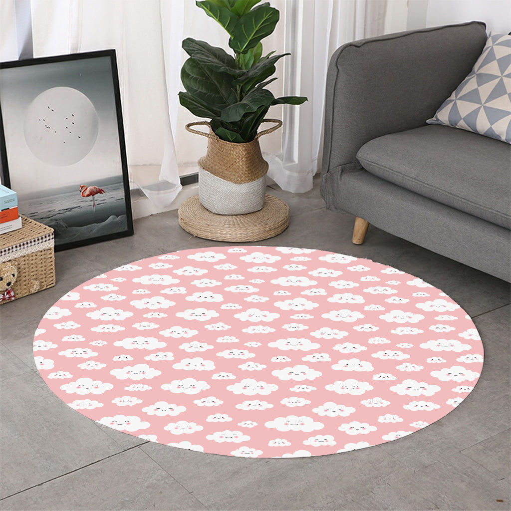 Cute Cloud Pattern Print Round Rug