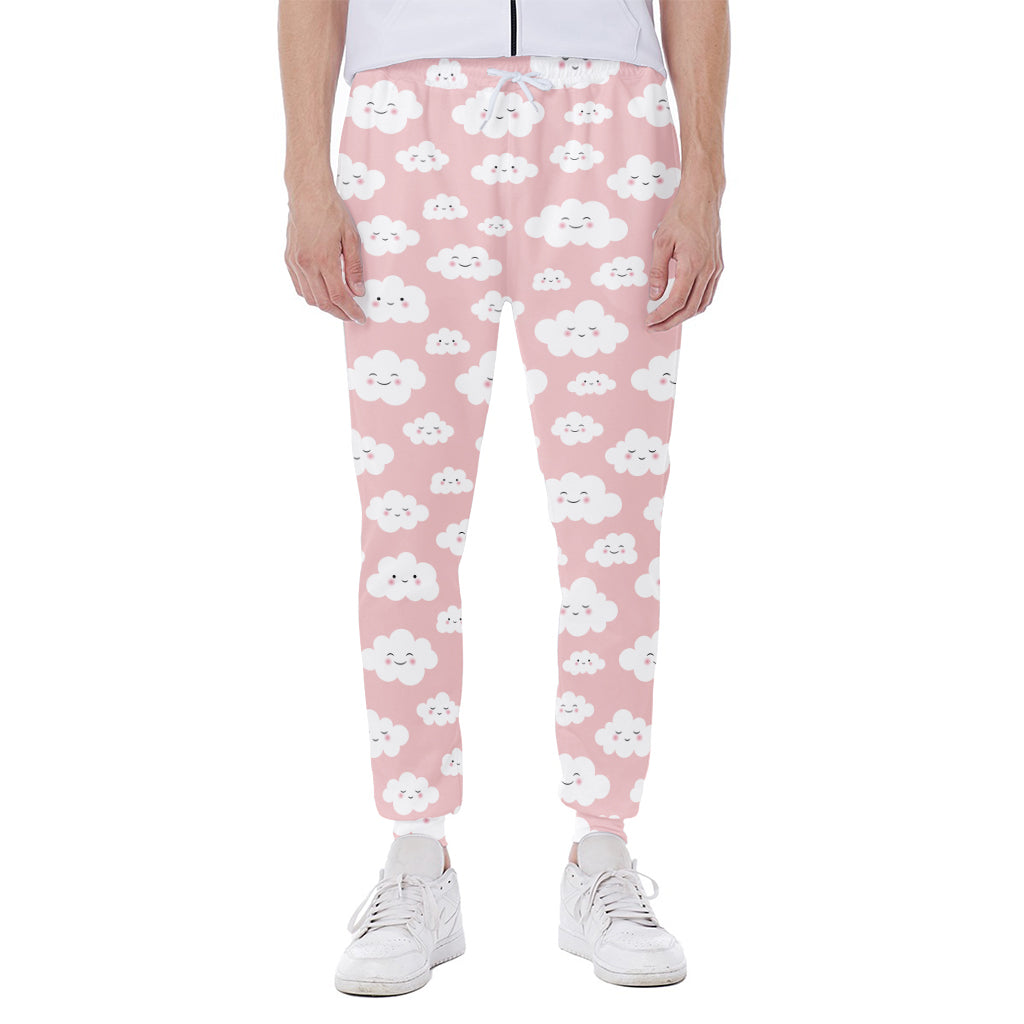 Cute Cloud Pattern Print Scuba Joggers