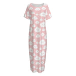 Cute Cloud Pattern Print Short Sleeve Long Nightdress