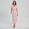 Cute Cloud Pattern Print Short Sleeve Maxi Dress