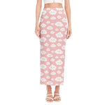 Cute Cloud Pattern Print Side Slit Maxi Skirt