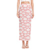 Cute Cloud Pattern Print Side Slit Maxi Skirt