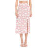 Cute Cloud Pattern Print Side Slit Midi Skirt