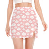 Cute Cloud Pattern Print Side Slit Mini Skirt