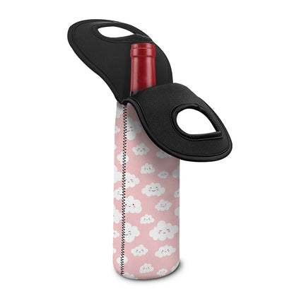 Cute Cloud Pattern Print Single Neoprene Wine Tote