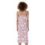 Cute Cloud Pattern Print Slim Fit Midi Cami Dress