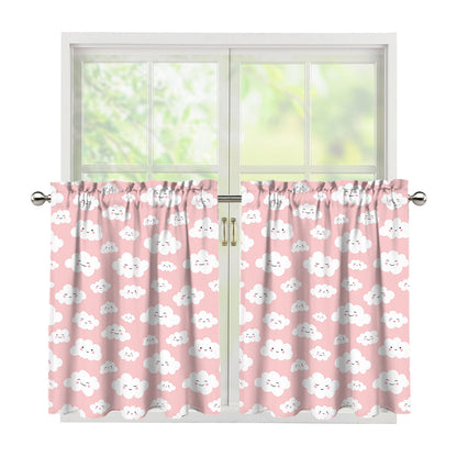 Cute Cloud Pattern Print Tier Curtains