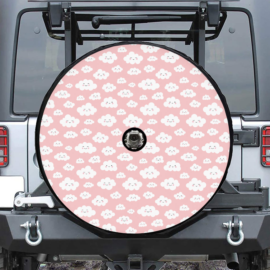 Cute Cloud Pattern Print Tire Cover With Camera Hole