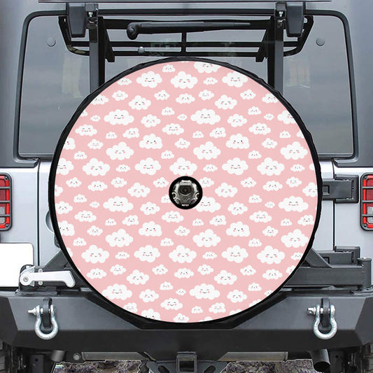 Cute Cloud Pattern Print Tire Cover With Camera Hole